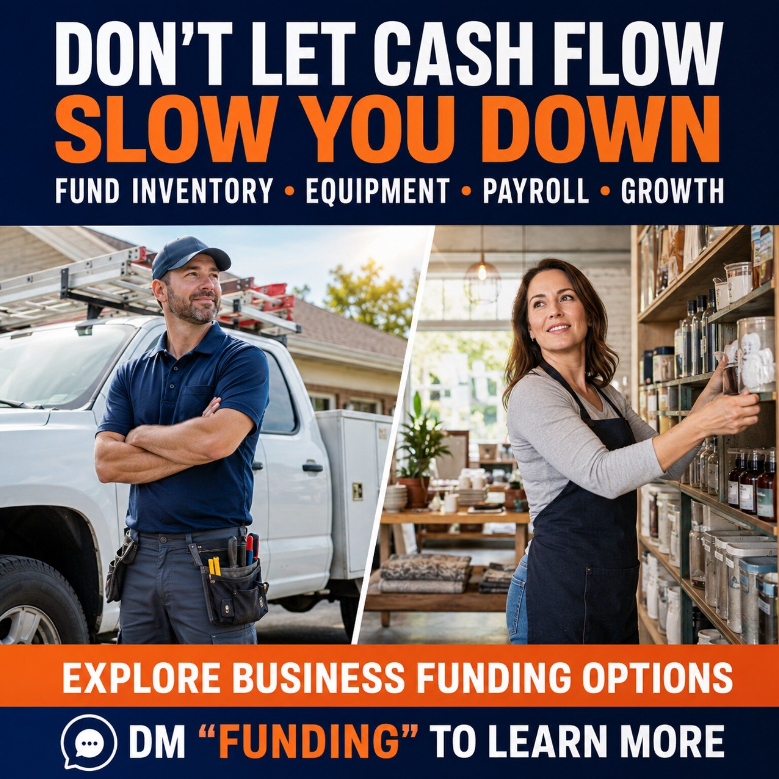 Illustrative cash-flow awareness graphic featuring service and retail businesses